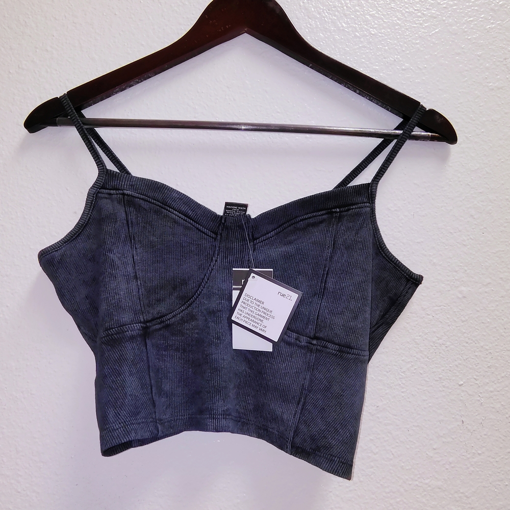 Rue21 Blue Fitted Crop Top with Sweetheart Neckline